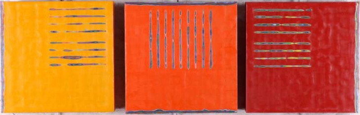 Brieven : Was op hout (3 x 30 x 30 cm)