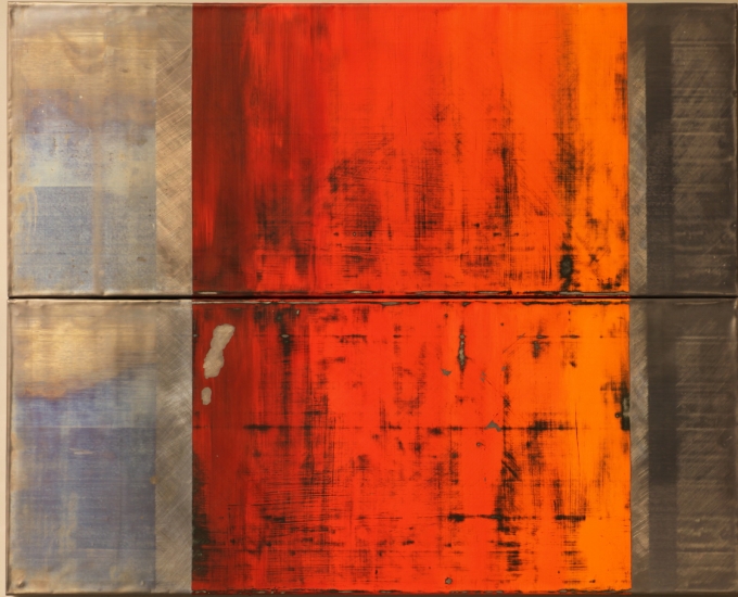 Bewustwording : Acryl op lood ( 2 x100 x 40 cm )